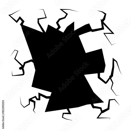 Crack concrete wall texture, Set of vector illustrations of cracks.