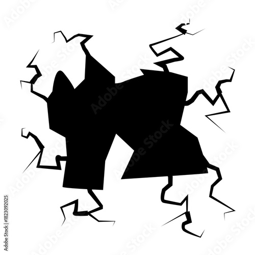 Crack concrete wall texture, Set of vector illustrations of cracks.