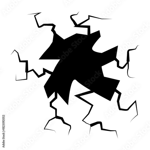 Crack concrete wall texture, Set of vector illustrations of cracks.