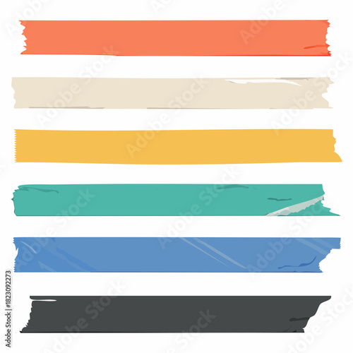 Set of Colorful Adhesive Paper Tape Strips for Scrapbooking and Crafts