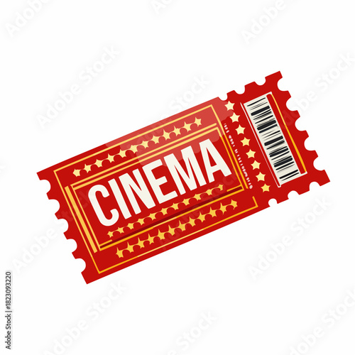 Vibrant Red Cinema Ticket Illustration Explore the World of Film and Entertainment