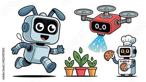 Robots and ai automation concepts vector