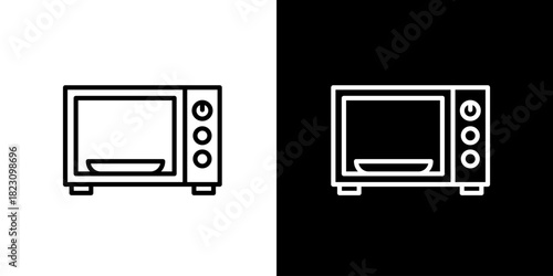 Microwave Icon Illustration Minimalist Design for Cooking and Kitchen Appliances, Editable