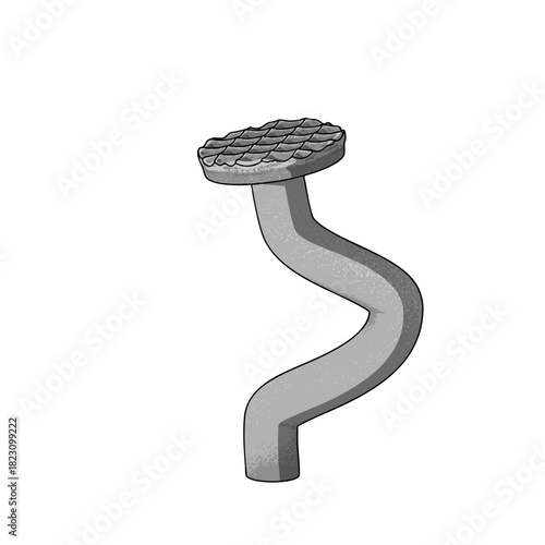 Nail or Hobnail Stainless Steel and Iron Pins on White Background. Construction and Wooden Work Equipment. Vector Illustration.