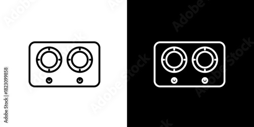 Minimalist Kitchen Hob Icon Illustration in Black and White