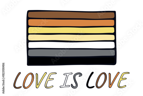 Colorful Bear brotherhood pride flag Happy pride day LGBTQ community Pride Month Vector hand drawn doodle for posters, stickers, logo, cards