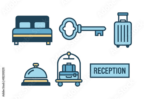 Hotel and travel service icons set