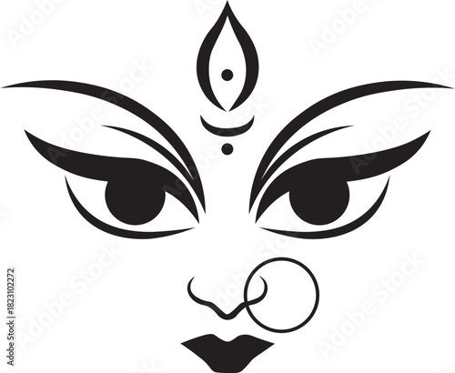 Minimalist durga face illustration for navratri festival celebration