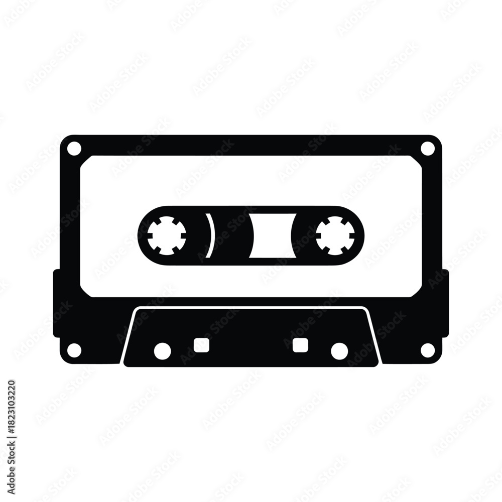 Fototapeta premium Retro audio cassette tape icon for music and nostalgia