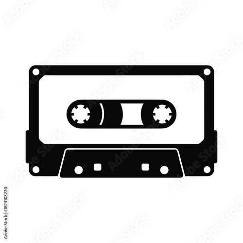 Retro audio cassette tape icon for music and nostalgia