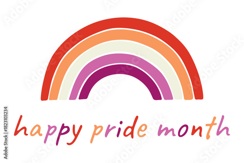 Colorful rainbow shape Lesbian pride flag Happy pride day LGBTQIA community Pride Month Vector hand drawn doodle for posters, stickers, logo, cards