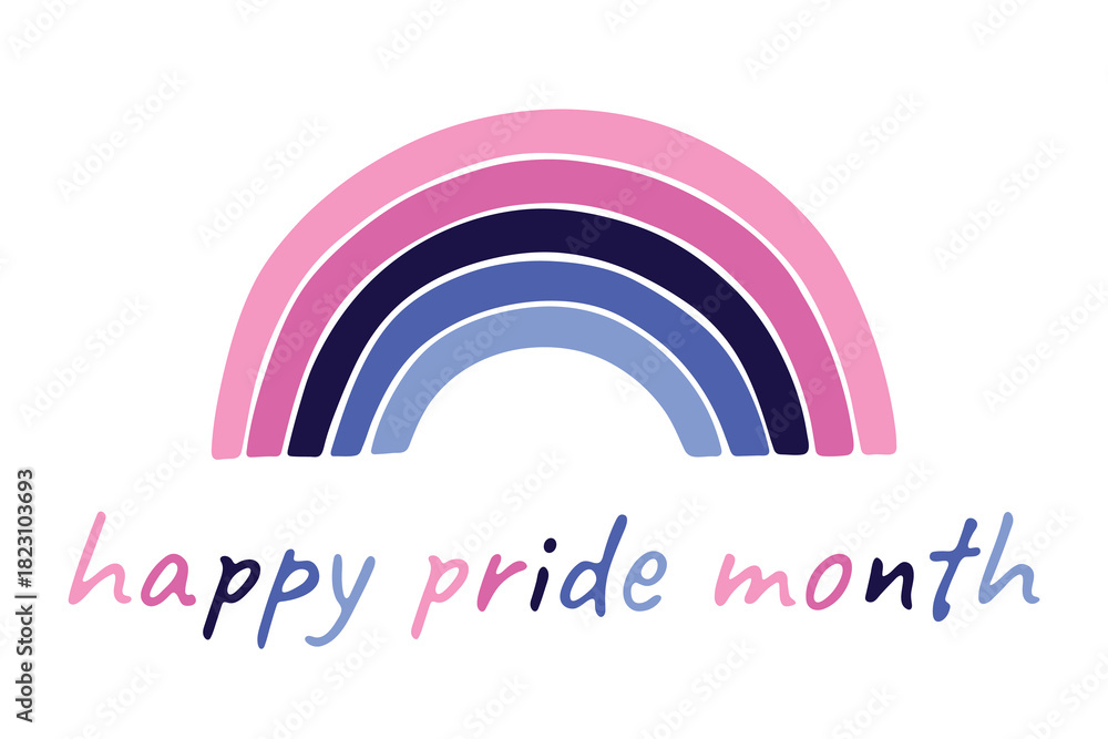 Fototapeta premium Colorful rainbow shape Omnisexual pride flag Happy pride day LGBTQIA community Pride Month Vector hand drawn doodle for posters, stickers, logo, cards