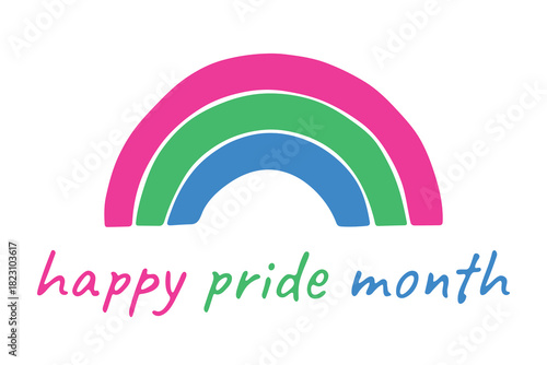 Colorful rainbow shape Polysexual pride flag Happy pride day LGBTQIA community Pride Month Vector hand drawn doodle for posters, stickers, logo, cards