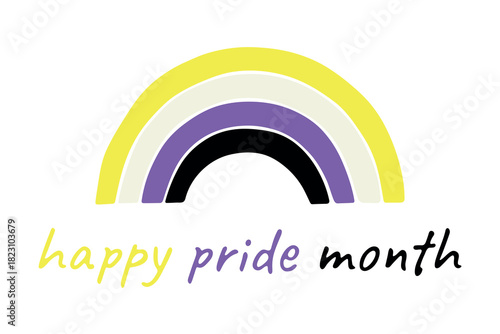 Colorful rainbow shape Non-binary pride flag Happy pride day LGBTQIA community Pride Month Vector hand drawn doodle for posters, stickers, logo, cards