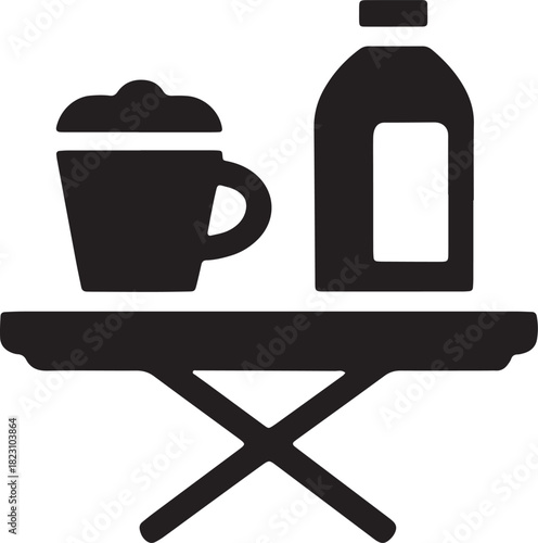 Coffe and beverage on table isolated on transparent background in vector illustration