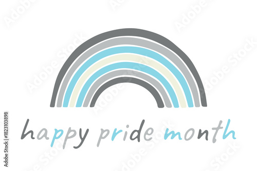 Colorful rainbow shape Demiboy pride flag Happy pride day LGBTQIA community Pride Month Vector hand drawn doodle for posters, stickers, logo, cards