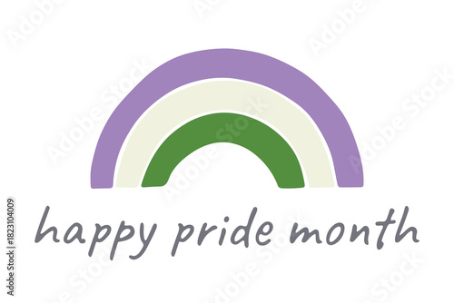 Colorful rainbow shape Genderqueer pride flag Happy pride day LGBTQIA community Pride Month Vector hand drawn doodle for posters, stickers, logo, cards