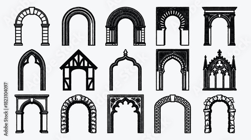 Collection of black and white archway and entrance styles various designs