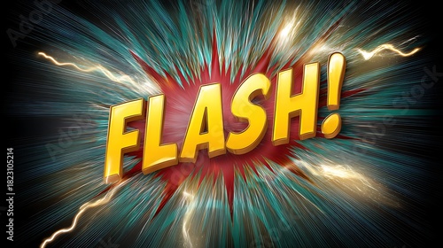 Dynamic Flash Burst with Bold Typography and Energetic Background Effect