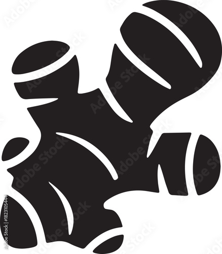 Silhouette of ginger root for asian spice and flavoring ingredient concept