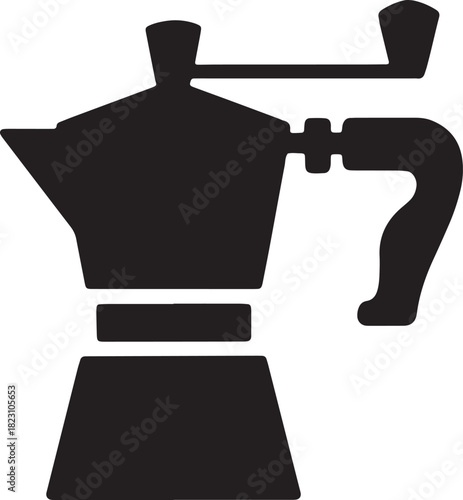 Simple moka pot coffee maker vector illustration on transparent background