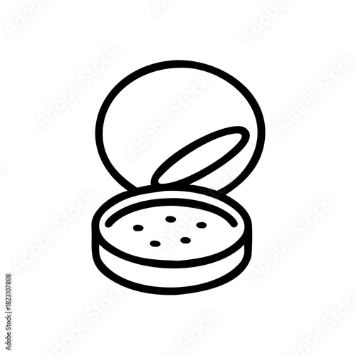 Bold Line Icon of Compact Powder With Small Puff Clean