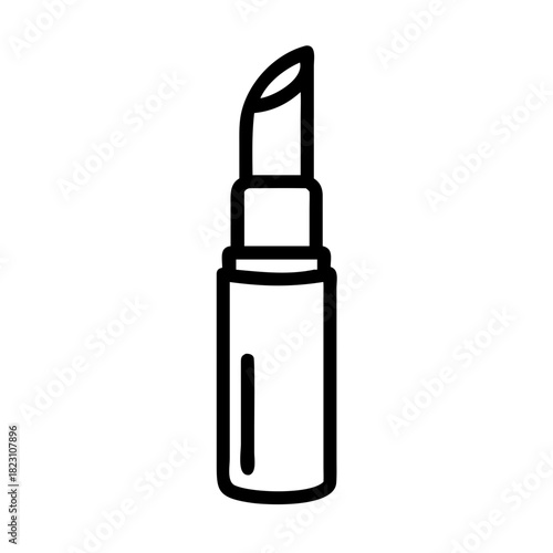 A black and white image of a bold line lipstick tube