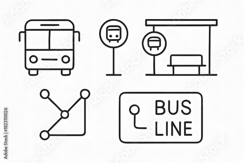 Urban Transportation: A collection of minimalist illustrations, conveying urban transportation