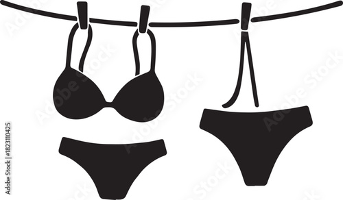 Summer bikini laundry doodle