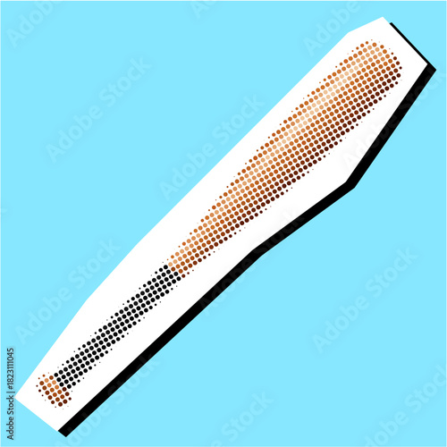 Baseball Bat Halftone Dotted Collage Element Pointillize in Paper Torn Vector Ideal for sport, retro, and abstract graphic designs