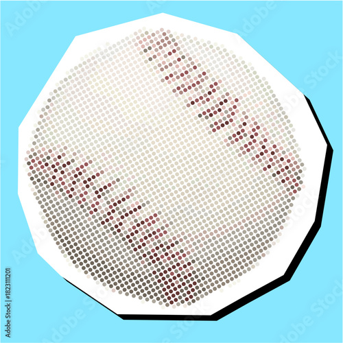 Baseball Ball Halftone Dotted Collage Element Pointillize in Paper Torn Vector Ideal for sport, retro, and abstract graphic designs