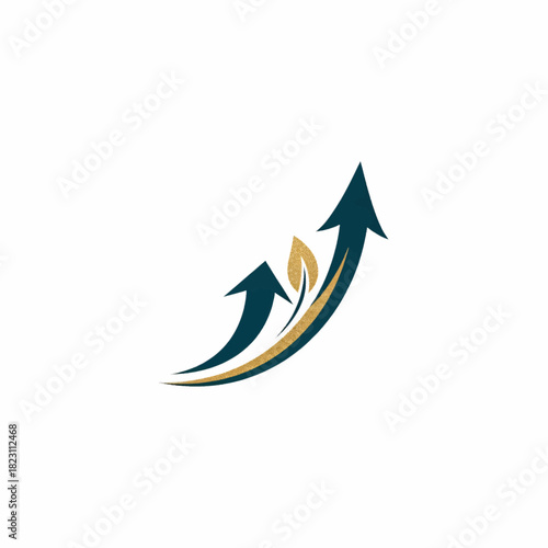 Green Growth Icon Abstract Arrow and Leaf Symbolizing Sustainability and Financial Progress