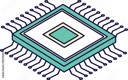 AI Chip Design Illustration. Advanced AI Chip Graphics. Modern AI Chip Outline. AI Chip Circuit Artwork. Futuristic AI Chip Elements. AI Chip Technology Design. High Tech AI Chip Illustration. AI Chip