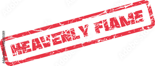 Red rubber stamp icon featuring the bold text Heavenly Fame with a distressed grunged texture