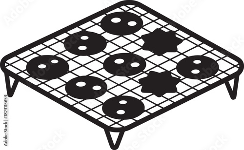 Cookies On Rack Vector Illustration For Baking Concept With Delicious Treats