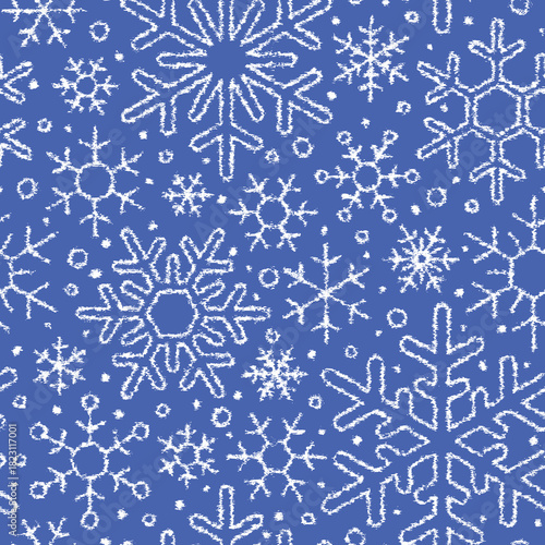 Snowflakes seamless pattern, winter vector background