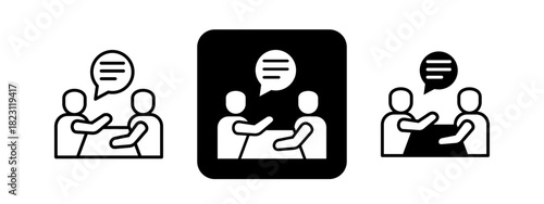 Lobbying  Solid color and black line drawing vector illustration set