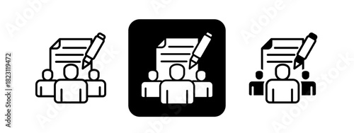 Petition  Solid color and black line drawing vector illustration set