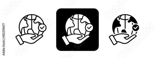 Responsibility  Solid color and black line drawing vector illustration set