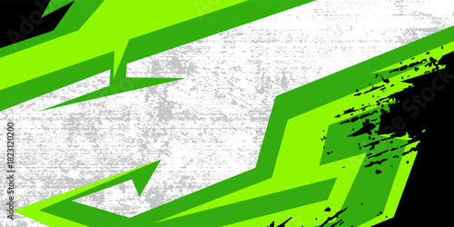 Energetic green abstract grunge background with bold angular shapes, dynamic stripes, and distressed texture design. for extreme sports themes, racing graphics, poster layouts, decals, digital artwork
