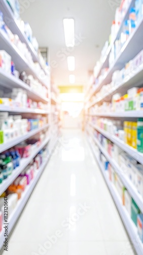 Pharmacy aisle, blurred view