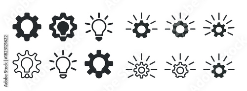 Light bulb and gear icons: innovation and technology concepts