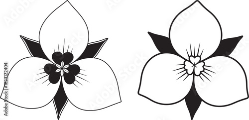 Two delicate orchid flowers silhouette design