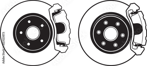 Car brake disc and caliper silhouette