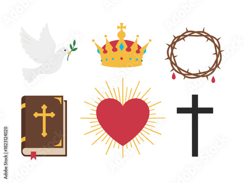 Christianity religion symbols displaying faith and spiritual concepts