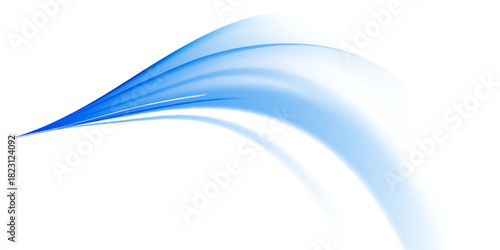 Blue shiny sparks of spiral wave. A curved bright line of speed is spinning. Shiny wavy path. Rotating dynamic neon circle. Magic blue swirl with highlights.