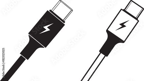 Two usb type c charging cables silhouette