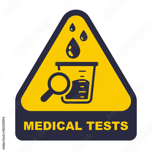Black icon of urine analysis for bacteria. Flat illustration.