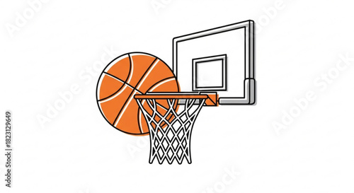 Basketball and hoop vector illustration for sports, games, and recreation. graphic design element depicting athletic activity and competition.