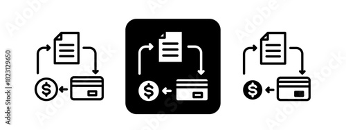 Credit  Solid color and black line drawing vector illustration set